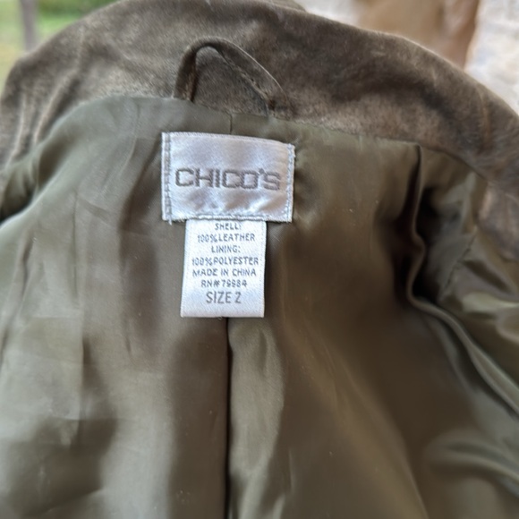 Chico’s Forest Green Suede Leather Jacket Size 2 (12-14) Medium - Picture 11 of 11